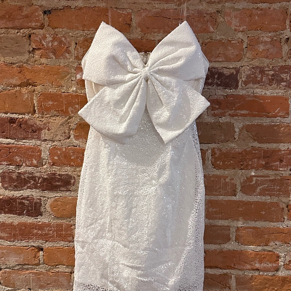 Altar'd State White Sparkly Dress with bow